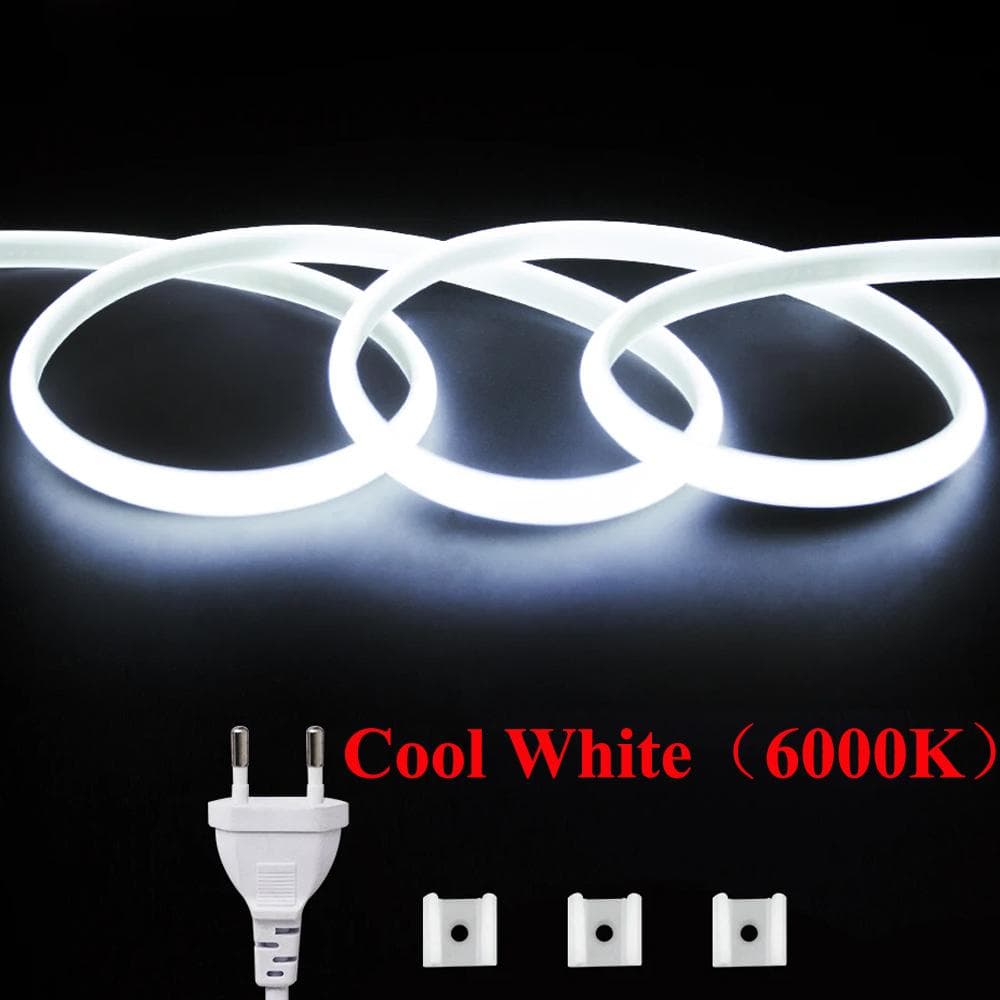 AC 220V COB LED Strip Neon Light Power Plug Kit High Density 288LED/m Linear Lighting IP68 Waterproof Flexible Led Ribbon 1M cool white