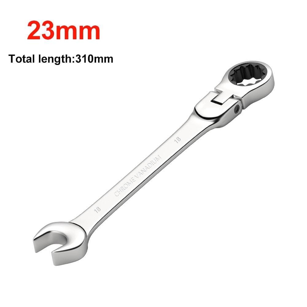 1Pcs Universal 72 Tooth Ratchet Wrench Dual Purpose Adjustable Head Opening Plum Blossom Saves Effort Quick Wrench 23mm silver