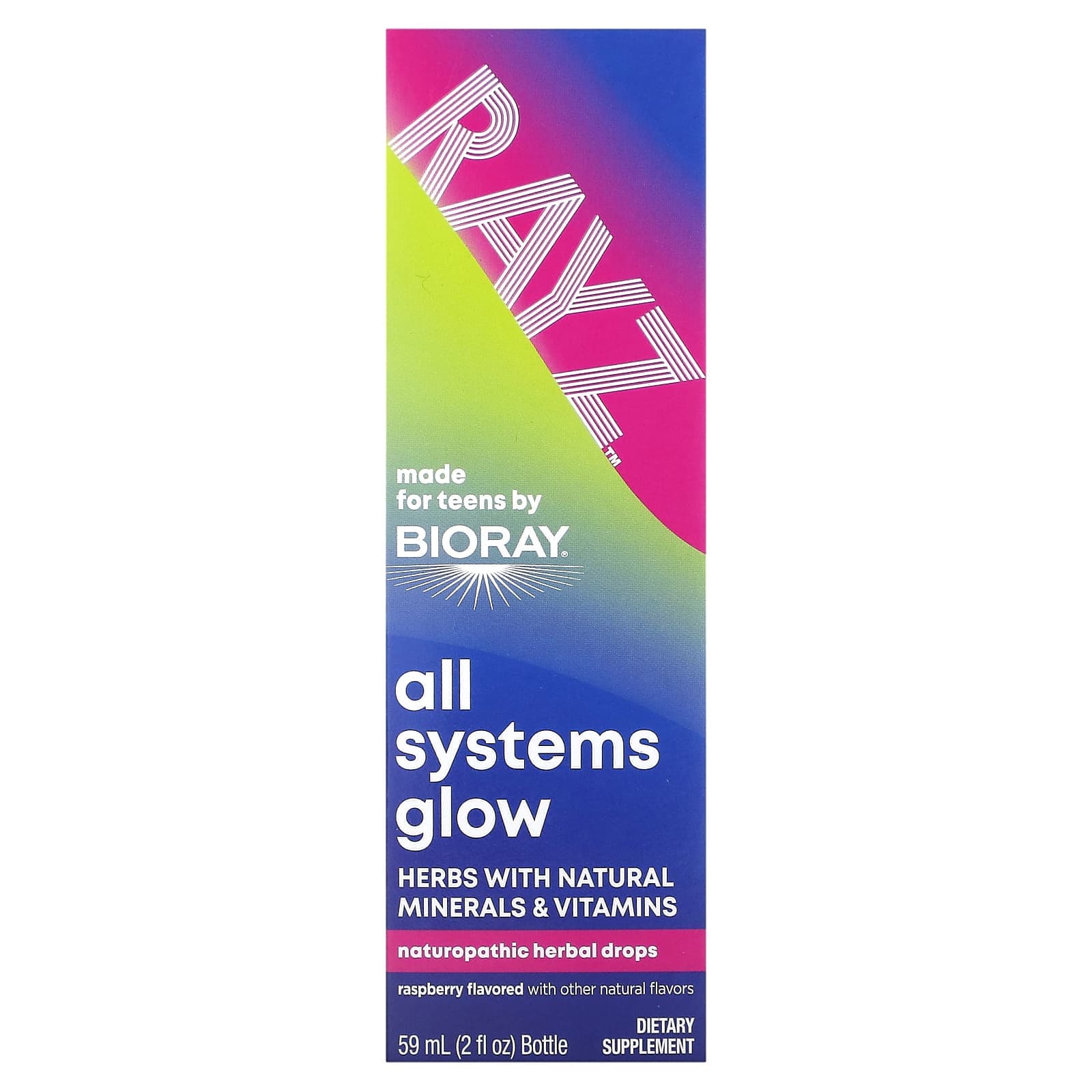 Bioray, Rayz, All System Glo, Youth, Raspberry Flavor, 2 fl oz (59 ml)