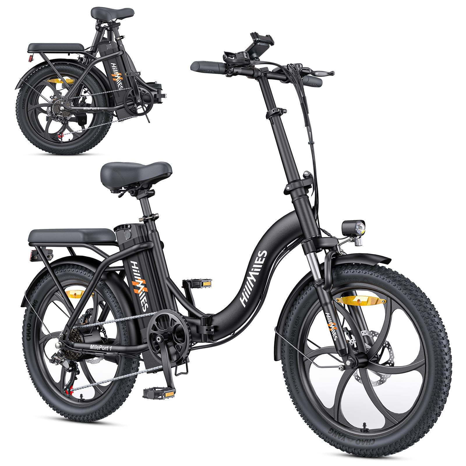HillMiles MilePort 1 Urban commuting E-bike 250W Motor 36V13Ah Battery Electric Bike 20 inch Tire Lady City Folding Electric Bicycle black