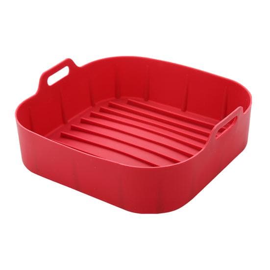 Silicone Air Fryer Baking Pan Liners with Handles Food-Grade Silicone Oven Liner Non-Stick Reusable Airfryer red
