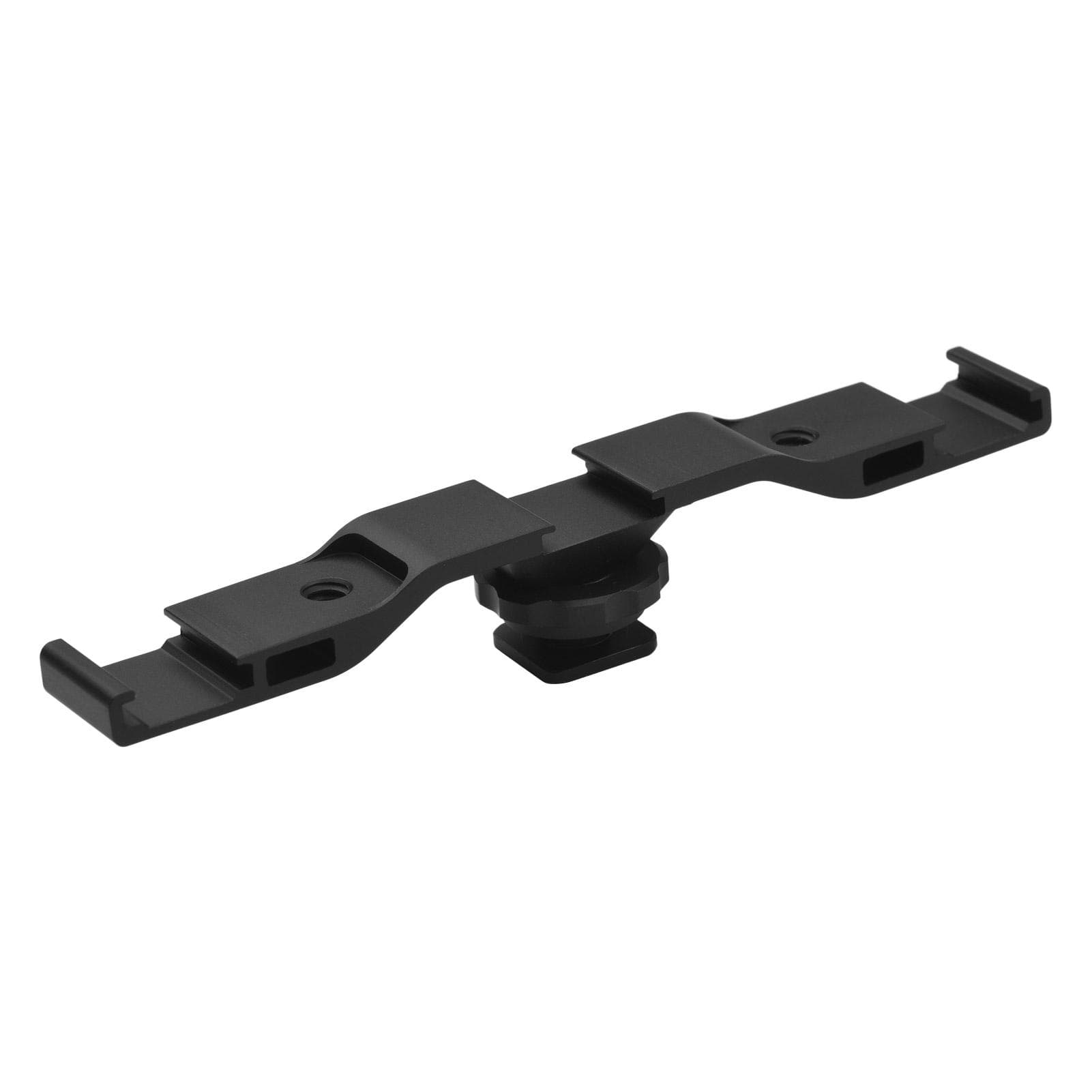 Metal Cold Shoe Mount Bracket with 3 Cold Shoe Mounting for Installing Microphone LED Video Light black