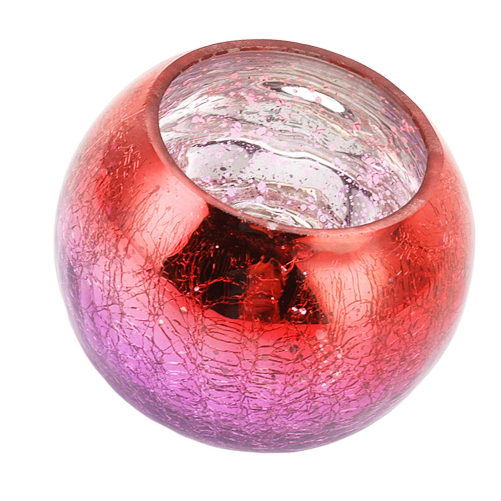 Glass Candle Holder Cracked Electroplated Gradual Red Purple Candle Stand Table Center Decoration