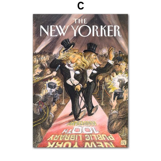 Ballerina Library Lion The New Yorker Magazine Wall Art Canvas Painting Posters And Prints Wall Pictures For Living Room Decor No Frame 50*80cm