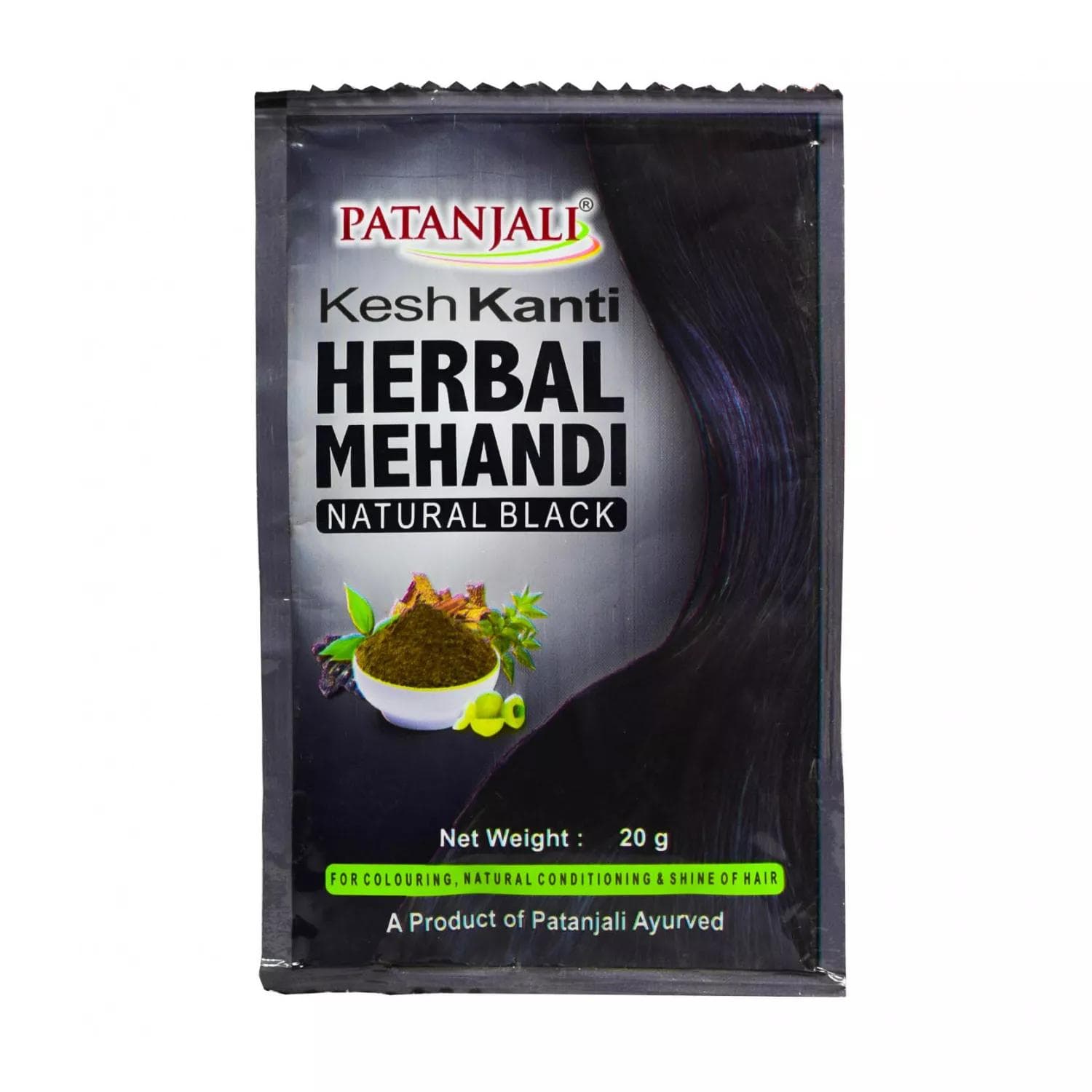 Cash Canty: natural black henna (20 g), Kesh Kanti Herbal Mehandi Black Patanjali 3.078125