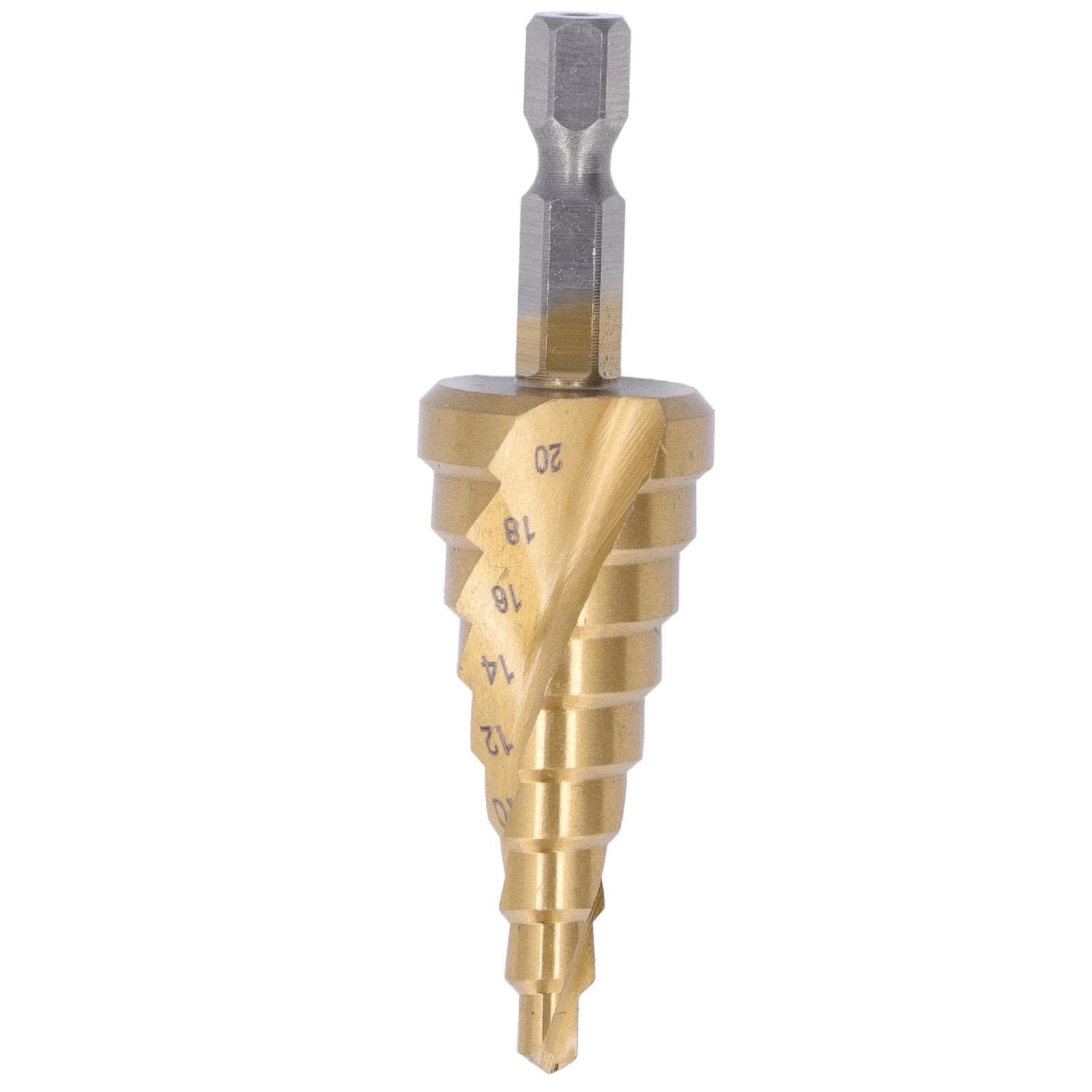 Step Drill Bit High Speed Steel Spiral Flute Cone Centering Drilling Tool with Hex Shank 4?20mm