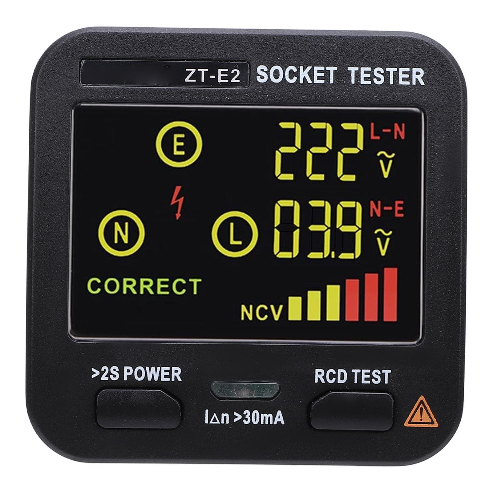 Outlet Tester LCD Color Screen Leakage Detection Neutral Live Wire Testing Receptacle Tester
