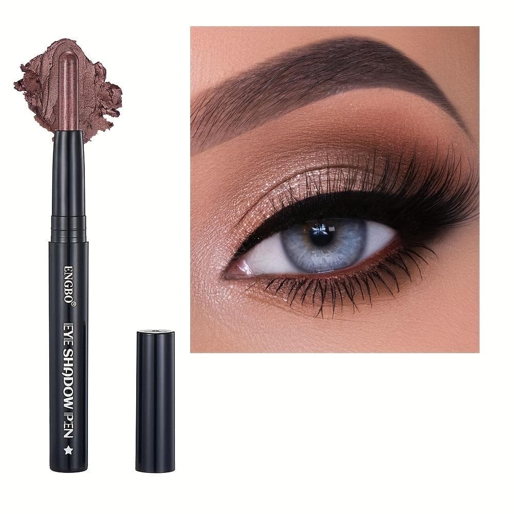 Luxurious Shimmer & Matte Eyeshadow Stick Easy Application Long-Lasting Waterproof Eye Makeup Natural & Black Tones with Blue & Green Highlights 01