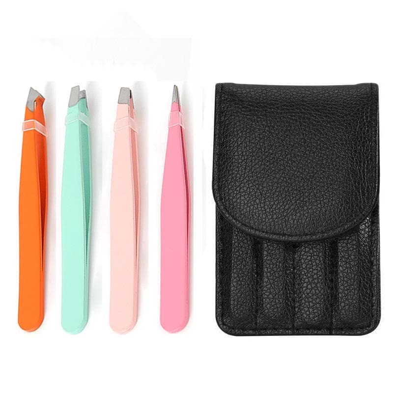 4Pcs Eyebrow Tweezers Eyebrow Tweezers Casing-Facial Hair, Debris and Ingrown Hair Removal