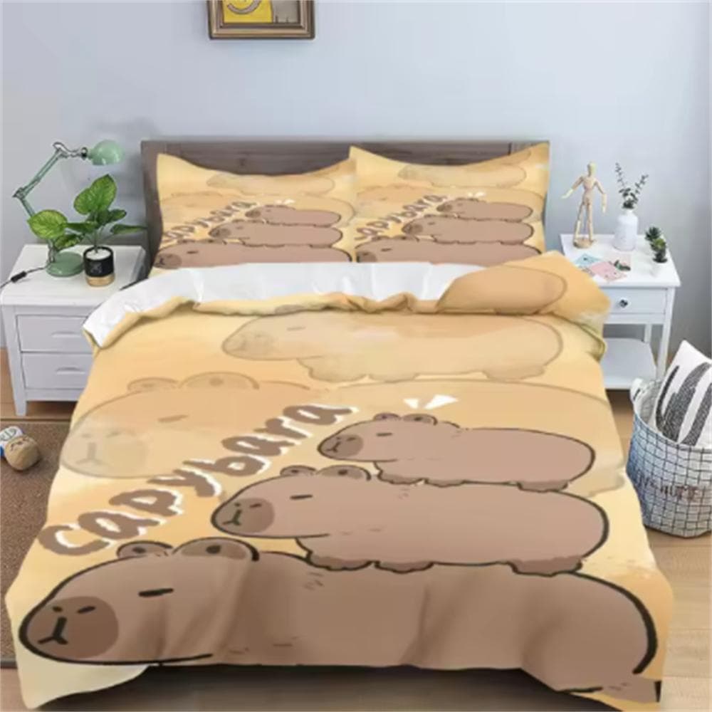 Capybaras Duvet Cover Anime Bedding Pillowcase Printed General Children And Adult Set Queen Size Reactive Printing Quilt EU Single 135x200cm