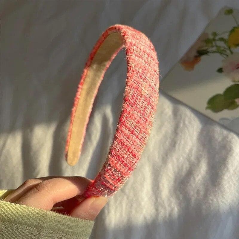 Retro Lovely Bezel Headwear Headband for Women Girls Vintage Hairband Hoop for Party Holiday Hair Bands Accessories rose red