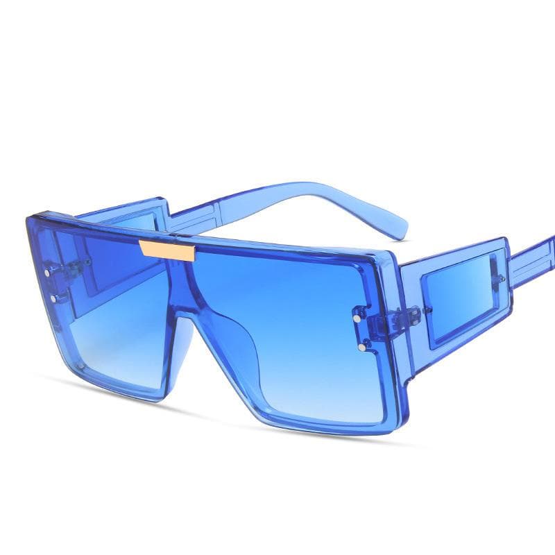Oversized Shades Women Men Sunglasses Black Fashion Square Glasses Big Frame Retro Glasses Female blue