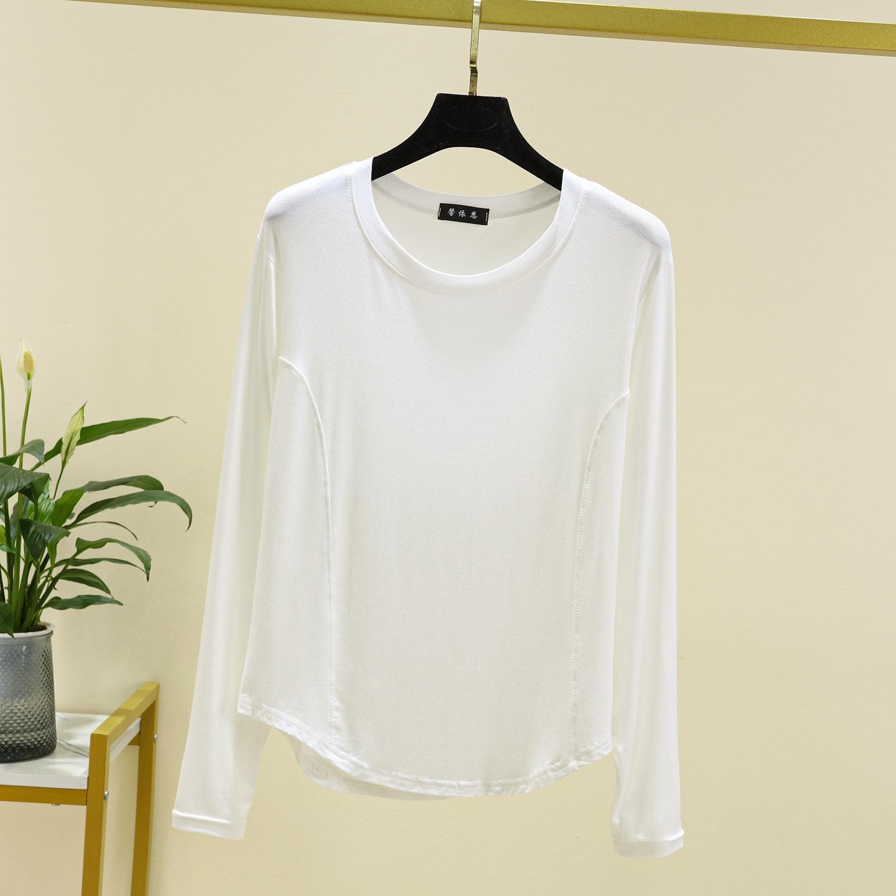Spring and Autumn New Women's Single-piece Pajamas Modal Large Round Neck Long Sleeve T-shirt Top Thin Style with Home Wear 3XL