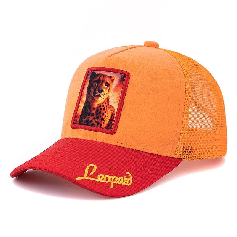 Unisex Summer Animal Trucker Hat Kangaroo Pattern Patch Design Suede Baseball Cap Streetwear Cap For Men Women 56cm-60cm leopard