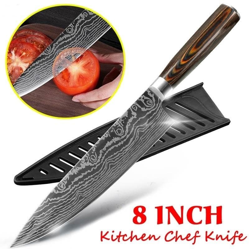 Japanese Stainless Steel Knife Kitchen Slicing Knife 8 INCH Cooking Knives Kitchen Knife 1x 8inch knife