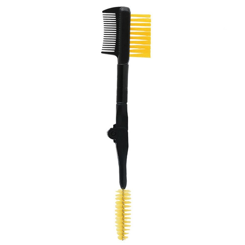 Foldable Double-ended Eyebrow Brush Eyelash Brush Comb for Eye Makeup Mascara Wands Applicator Portable Beauty Cosmetic Tool yellow