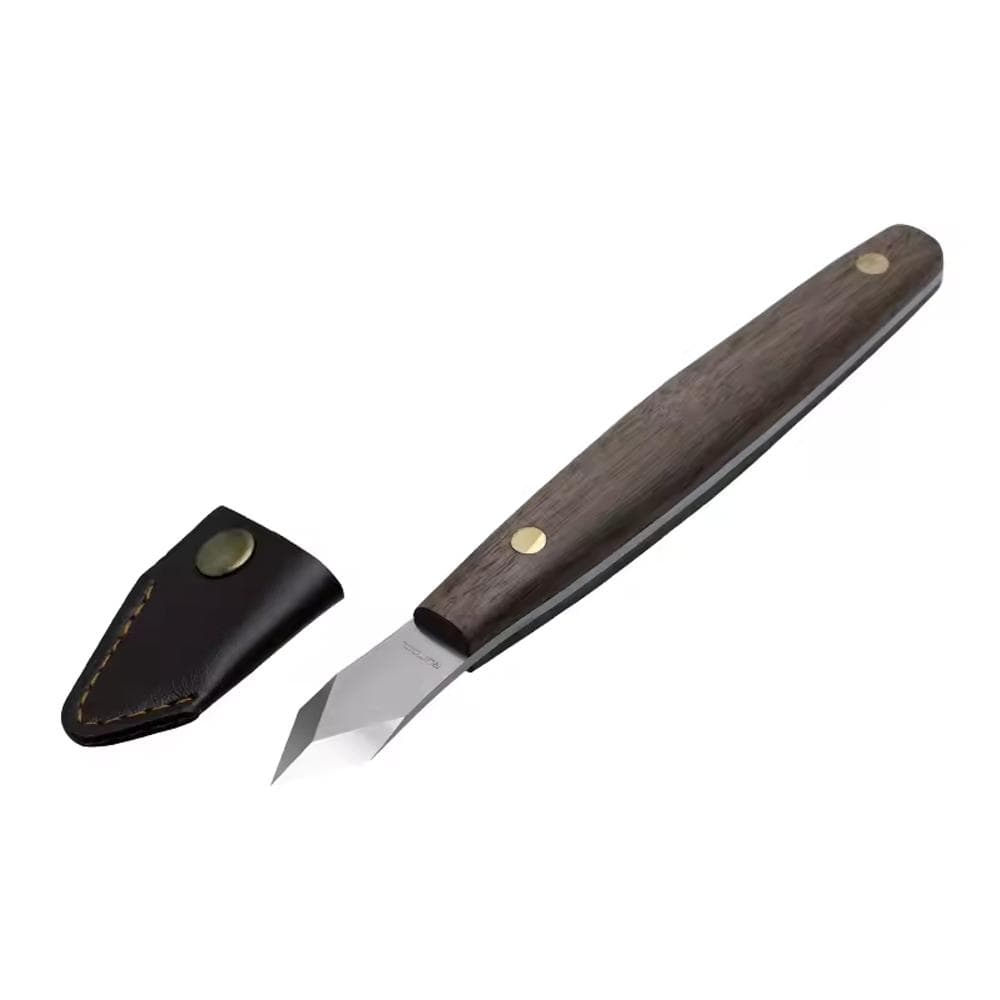 High Carbon Steel Marking Knife with Double Bevel Blade Wooden Handle for Precision Marking and Carving with Protective Sheath Marking Knife