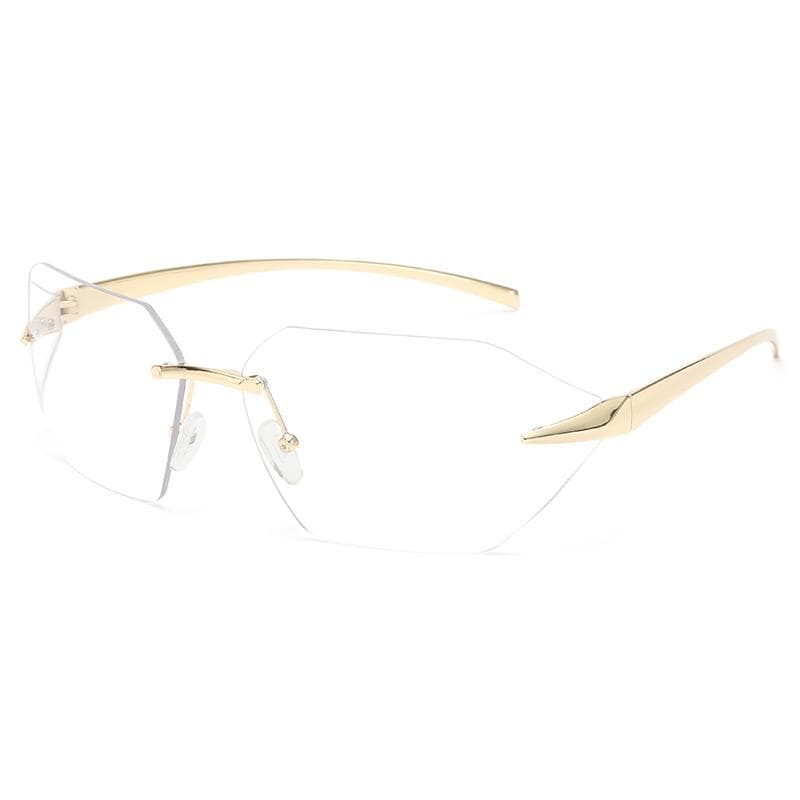 Classic Sports Rimless Sunglasses UV400 Retro Driving Lightweight Unisex Frame for Men Women pictures show