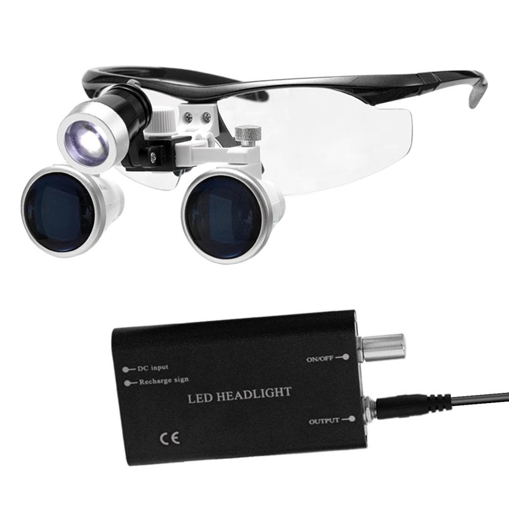 Wearable Magnifier Portable 3.5X 420mm Binocular Loupes Optical Glass Headset Magnifying Glasses EU Plug black