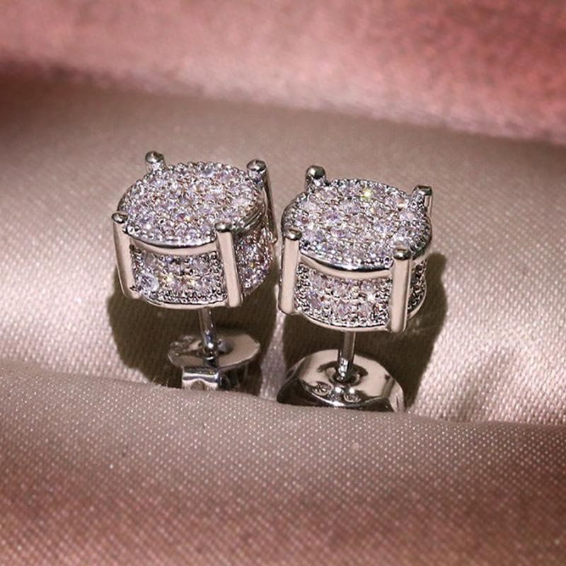 Stud Earrings For Men Women Gold Color Punk Jewelry Iced Out Zircon Jewellry silver