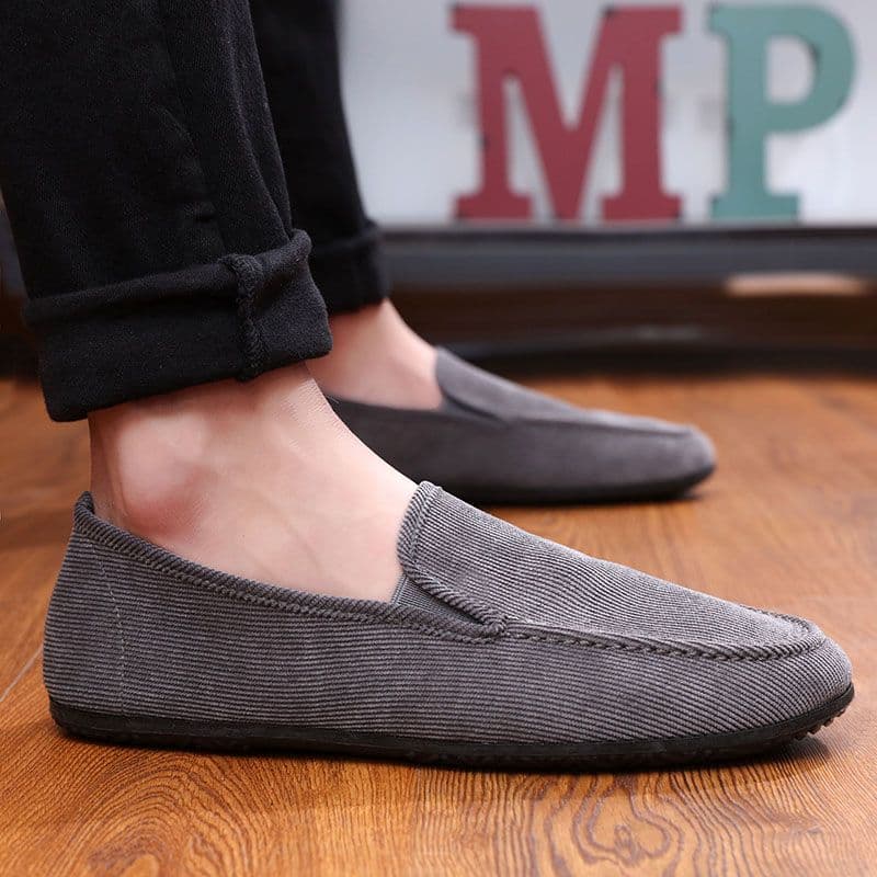 Men's Shoes Men's Canvas Shoes One Foot Stirrup Men's Casual Shoes Breathable Old Beijing Cloth Shoes 44 grey