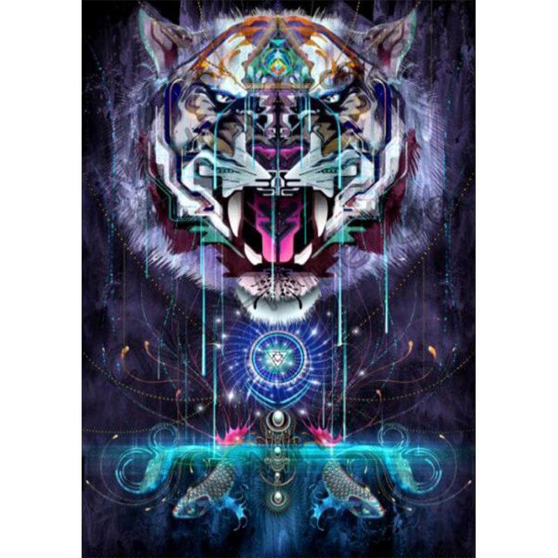 5D Diy Diamond Embroidery Tiger Cross Stitch Full Round Diamond Painting 20X30CM