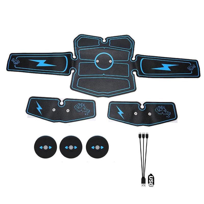 EMS Abdominal Muscle Stimulator Trainer Toning Belt Workouts USB Charging Electric Training Weight Loss Body Slimming Equipment Blue