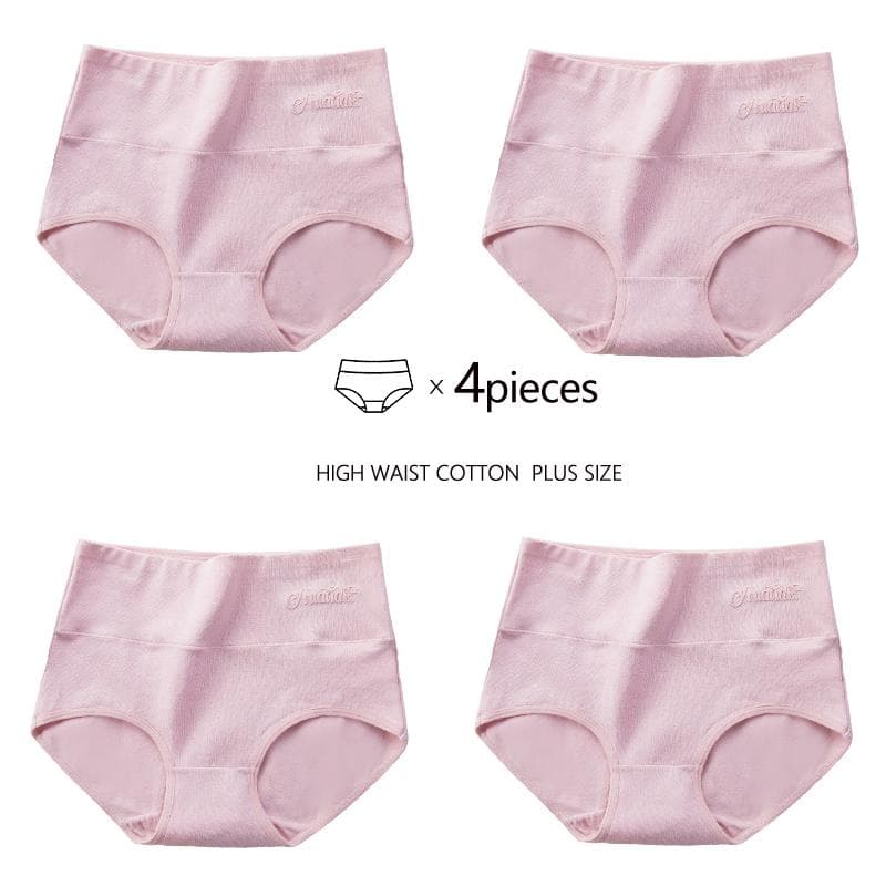 Plus Size M-5XL 4Pcs High Waist Cotton Panties Women Body Shaper Underwear Soft Print Girls Briefs Sexy Female Lingerie 3XL