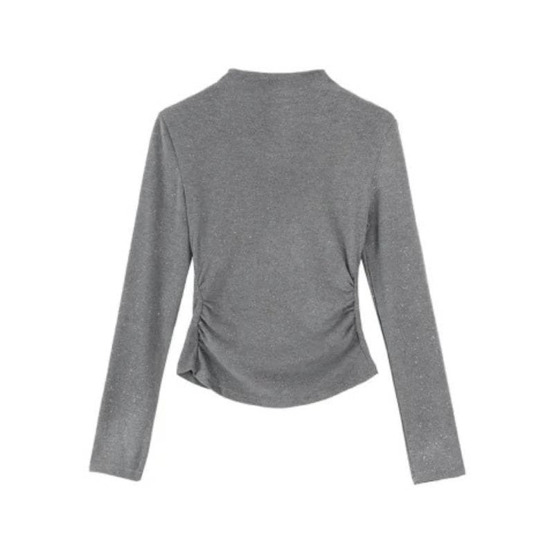 Gray Long-sleeved Half-high Neck Bottoming Shirt for Women In Autumn and Winter New Thickened and Slim Fit Sexy Underwear Top XL grey