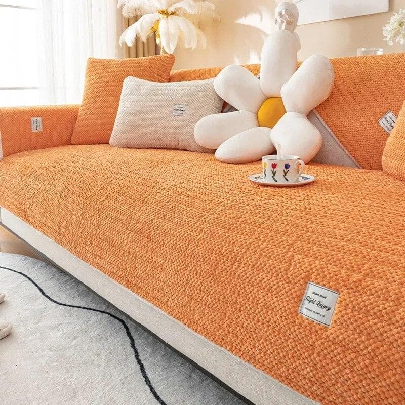 Thicken Plush Sofa Cushion Soft Non-Slip Sofa Cover for Living Room Solid Color Simple Universal Couch Protection Sofa Towel H 90x120cm 1pc