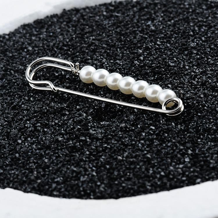 Simple Fashionable Imitation Pearl Beaded Brooch for Women's Classic Casual Jewelry Clothing Accessories silver