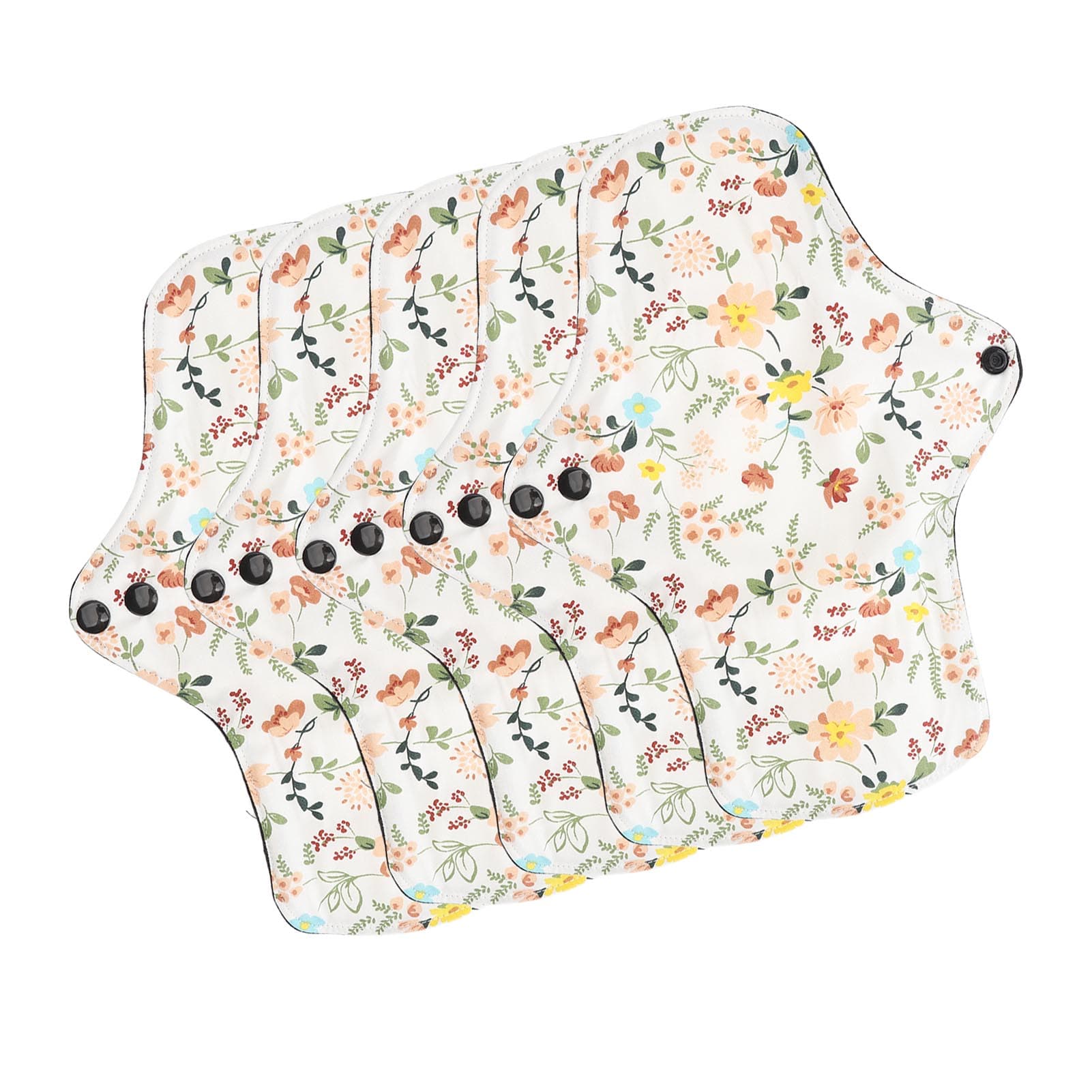5pcs Washable Breathable Menstrual Pad Flower Pattern Super Absorbent Reusable Cotton Sanitary Pad M(for 4-6.5kg)