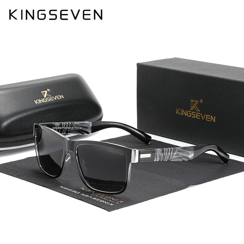 Genuine KINGSEVEN Brand Square Retro Gradient Polarized Sunglasses Women Men Carbon Fiber Pattern Design Outdoor Sports Eyewear M