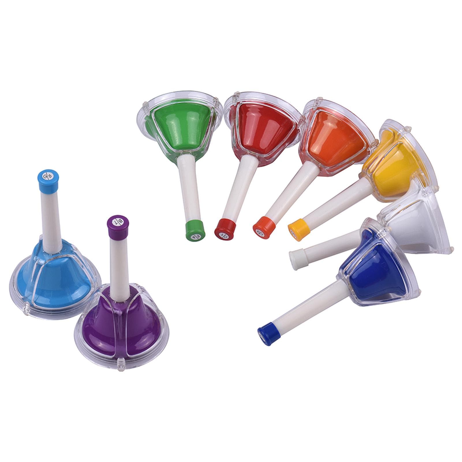 8 Note Diatonic Metal Bell Colorful Handbell Hand Percussion Bells Kit Musical Toy for Kids
