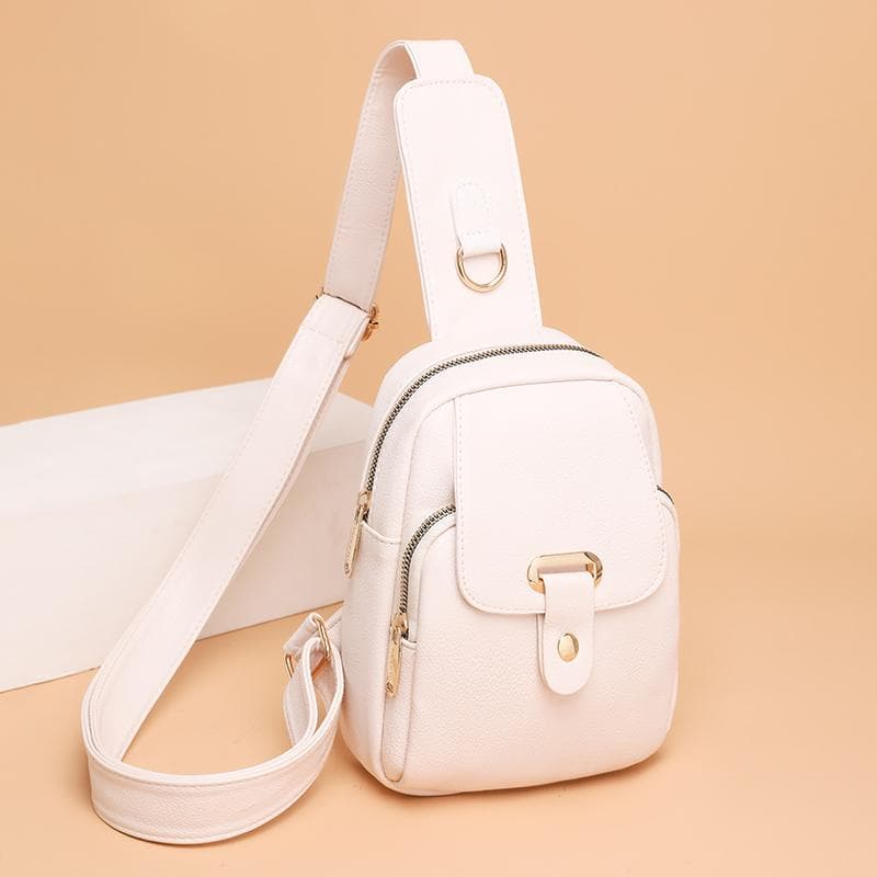 Women Bag Chest Bags Soft PU Leather New Trend Bags Female Crossbody Bag Shoulder Messenger Bags Multiple Pockets Pack Designer 15cm7cm22cm white