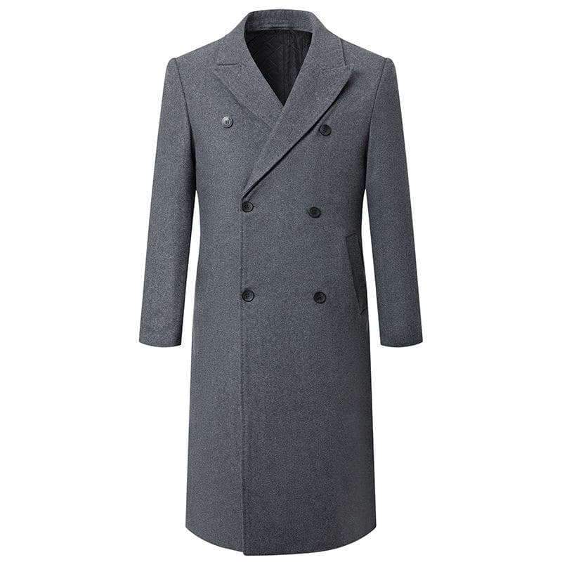 Autumn/Winter Super Long Woolen Coat Men's Fashion Over-the-knee Woolen Coat Double-breasted Woolen Coat Coat 3XL