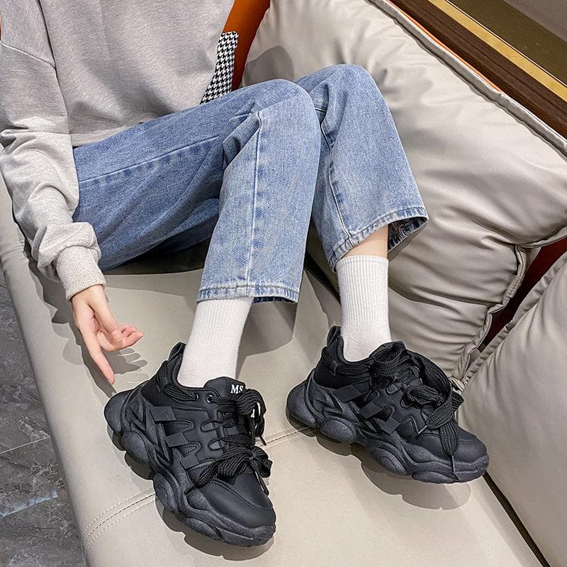 Korean Version of Daddy Shoes Female Spring New Student Running Sports Shoes Casual Increase Street Shooting 40