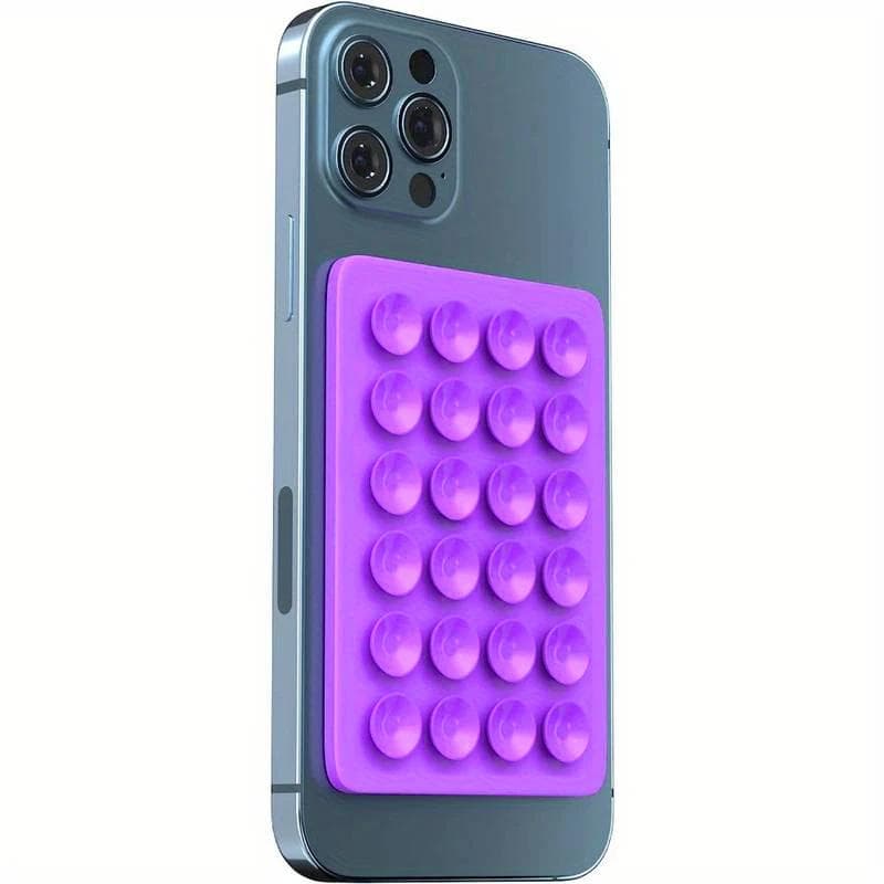 Silicone Suction Phone Holder Mat Multifunctional Suction Cup Wall Stand Square Anti-Slip Single-Sided Case Mount Back Sticker purple
