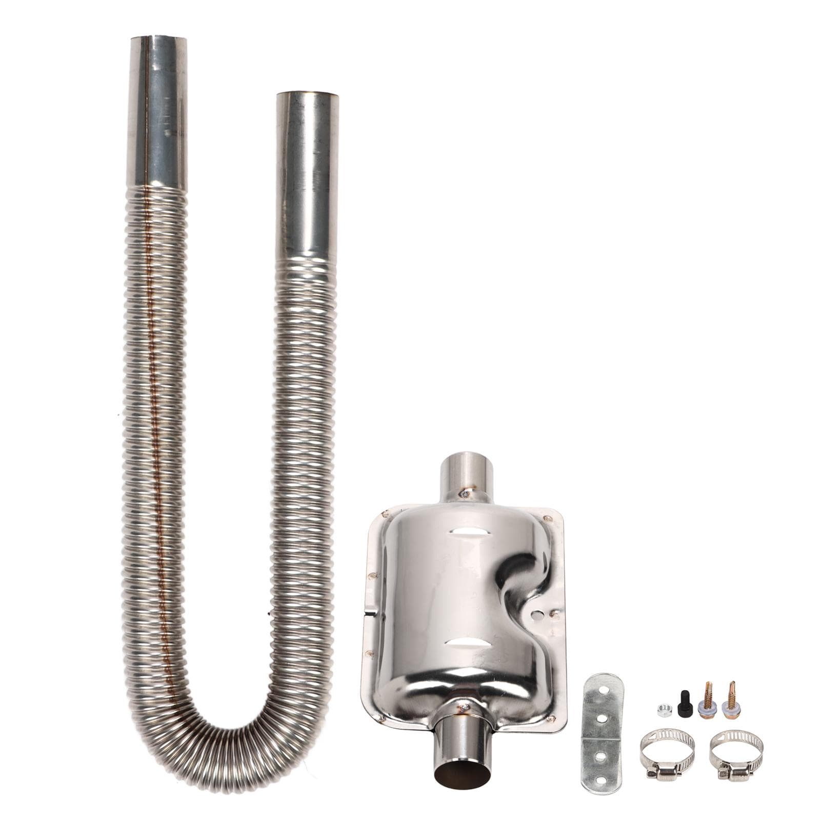 Parking Air Heater Exhaust Pipe with Muffler Stainless Steel Fuel Tank Diesel Gas Vent Hose 2.5cm 60cm/23.6in