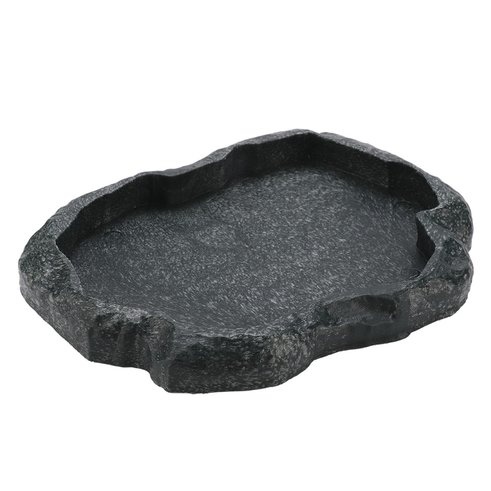 Resin Durable Reptile Rock Food and Water Dish Feeder Bowl for Tortoise Lizard(Green M) Medium 4.75L
