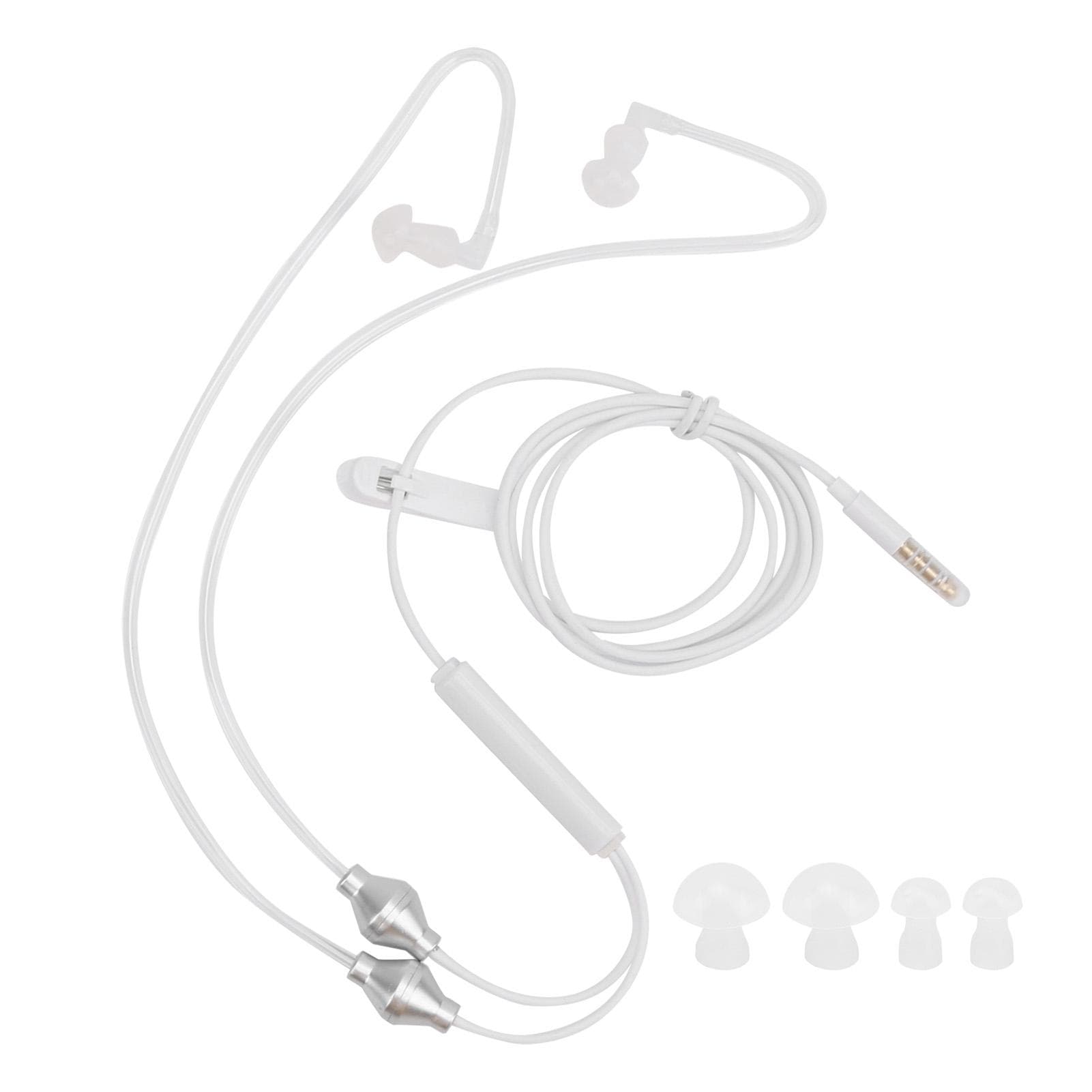 Air Tube Earphone Earbuds Wired Headphones W/HandFree Microphone for Samsung 3.5mm Jack(White ) white