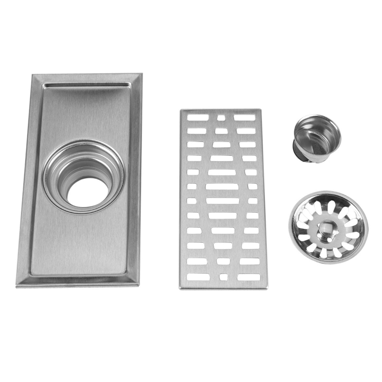 20x10cm Rectangle Stainless Steel Floor Drain Bathroom Shower Kitchen Waste Grate