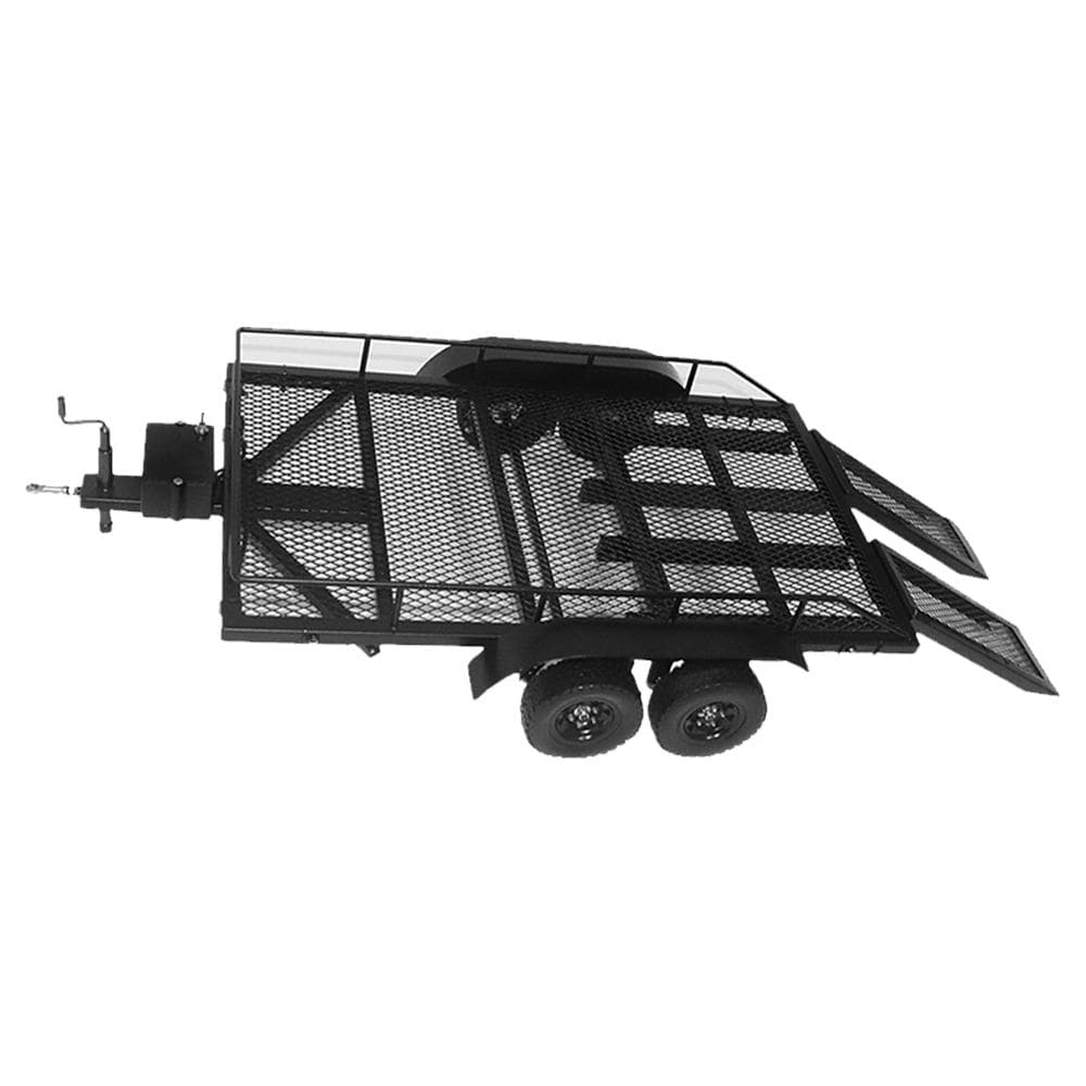 Trailer Car Heavy-Duty Trailer Cargo Carrier Metal Kit for 1/10 Traxxas HSP Redcat RC4WD Tamiya black