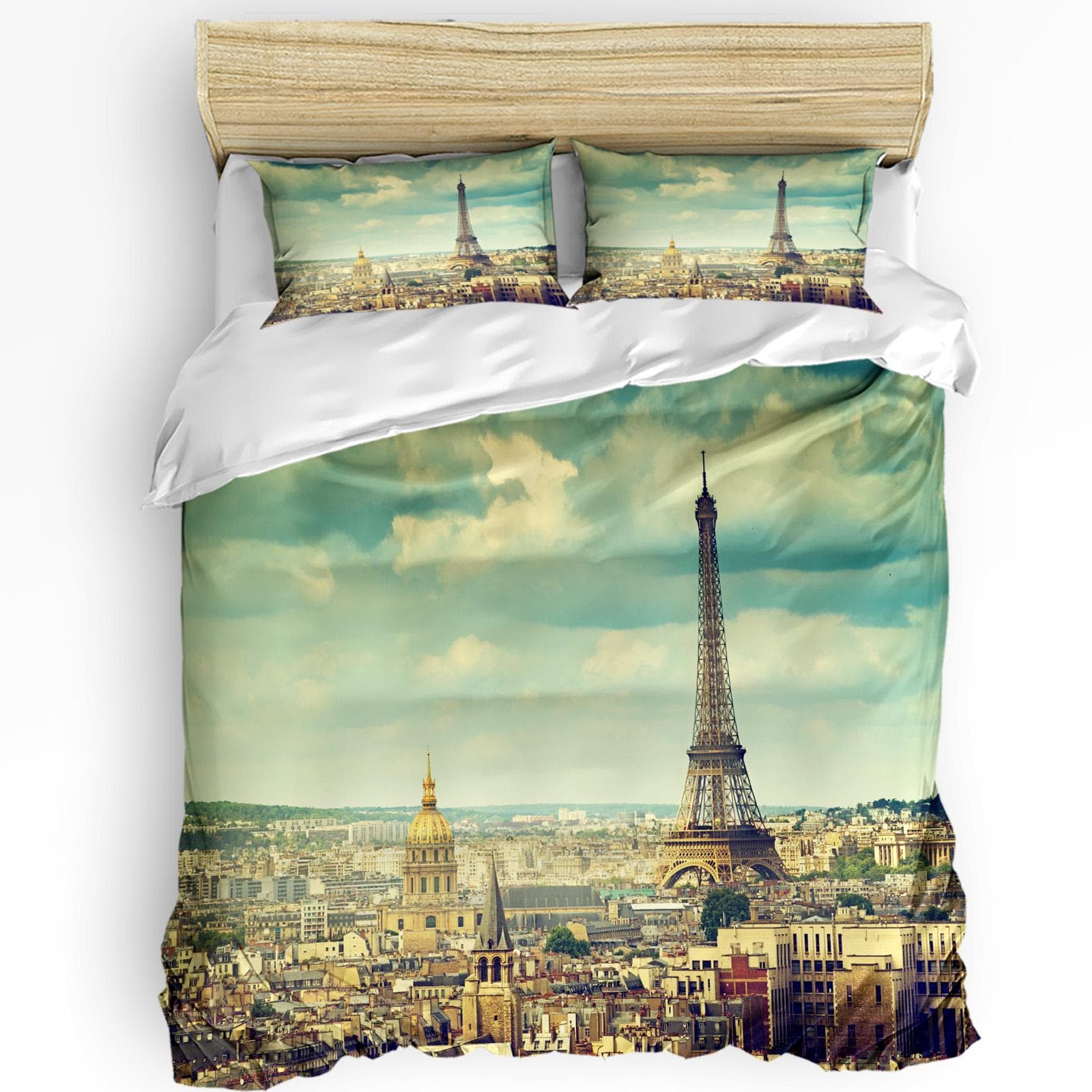 Art Bridge Paris Pigeon France 3pcs Bedding Set For Bedroom Double Bed Home Textile Duvet Cover Quilt Cover Pillowcase EU single(135x200cm)