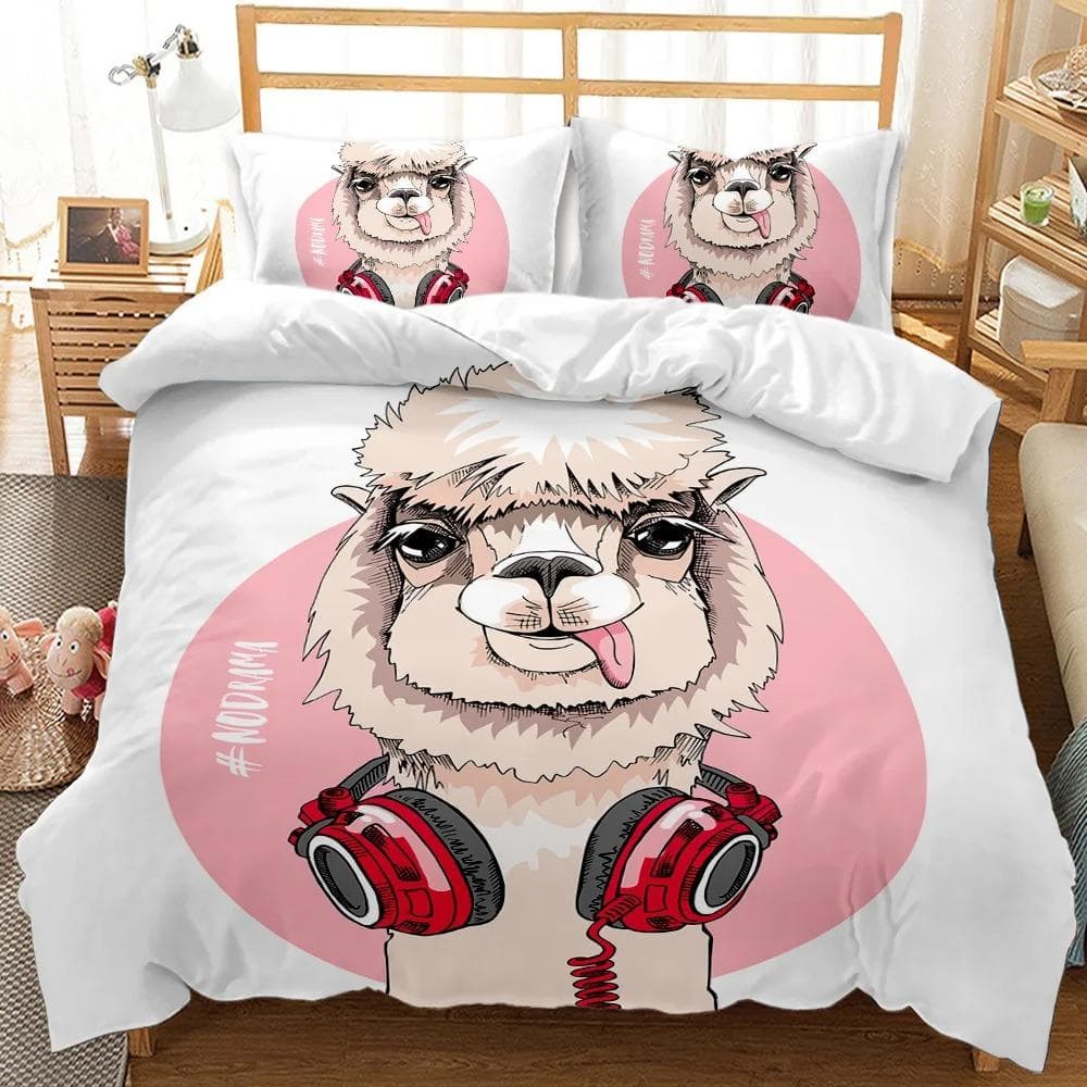 Animal Llama Cute Alpacas Bedding Set Boys Girls Twin Queen Size Duvet Cover Pillowcase Bed Kids Adult Home Textileextile AU Double 180x210cm