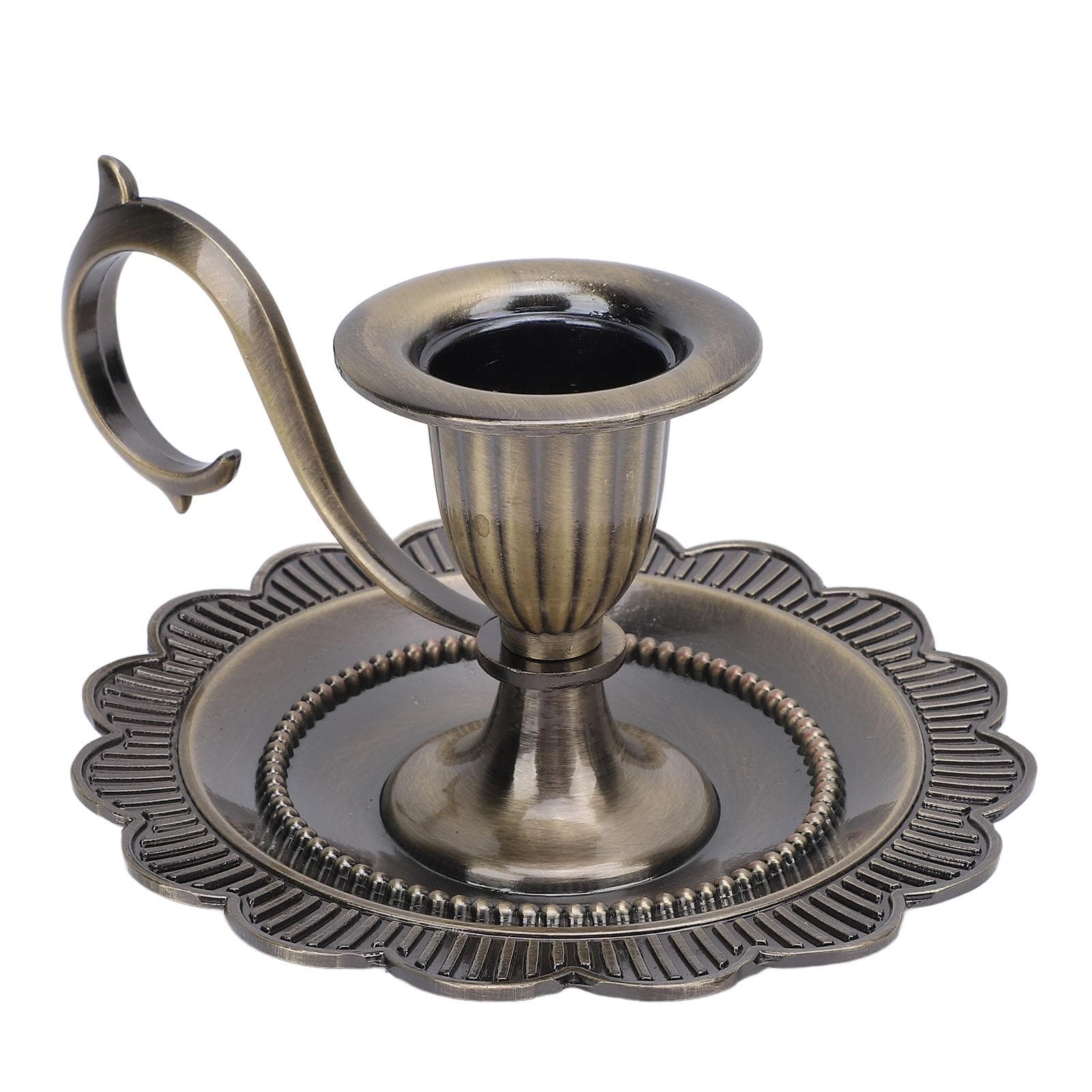 Retro Handheld Candlestick Holder Vintage Handle Stand Zinc Alloy European Style Table Candlelight antique bronze