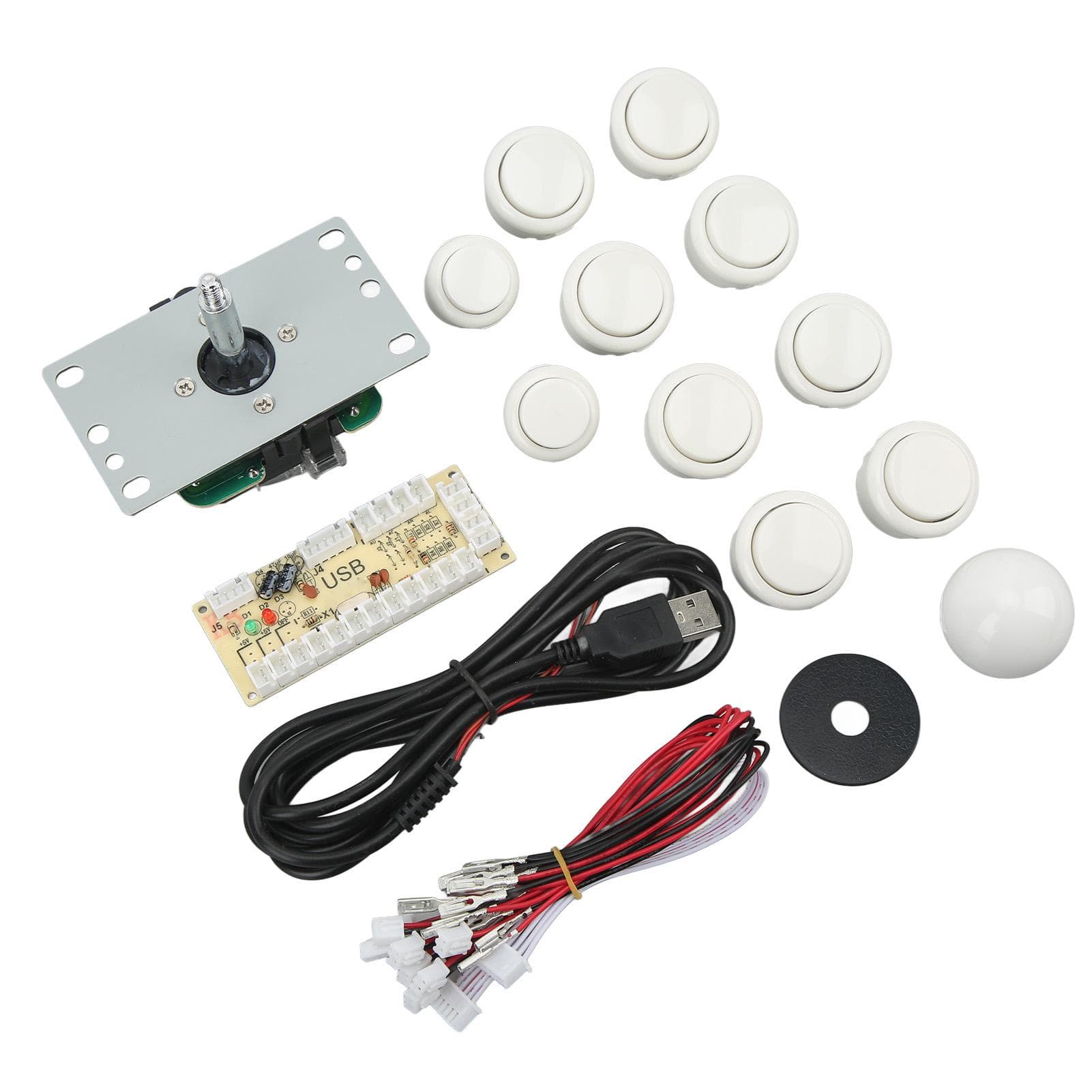 DIY USB Controller Computer Rocker Oval Ball Joysticks with Control Chip for Arcade Game White