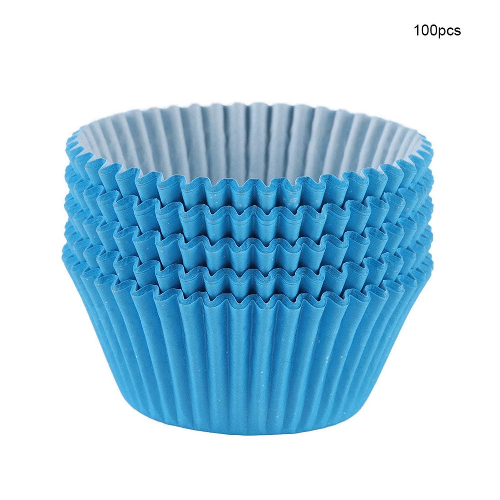 100PCS Mini Cupcake Liners Round Cake Baking Cups Muffin Cases Home Party Blue blue