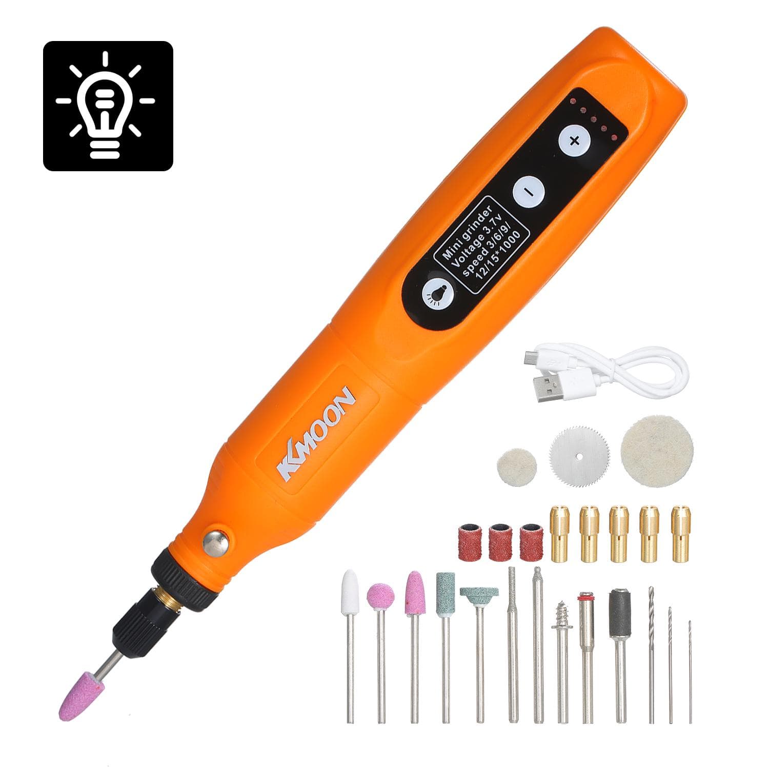 5-Speed Speed Speed Adjustment Mini Electric Grinder Tool Set USB Charging Grinding Machine for orange
