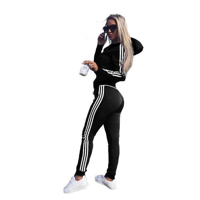 Fashion Ladies Summer Sports and Leisure Suit L black